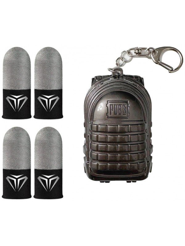 PUBG Finger Sleeves for Nintendo Switch – Black & Gray (4-Pack, Metal Case)